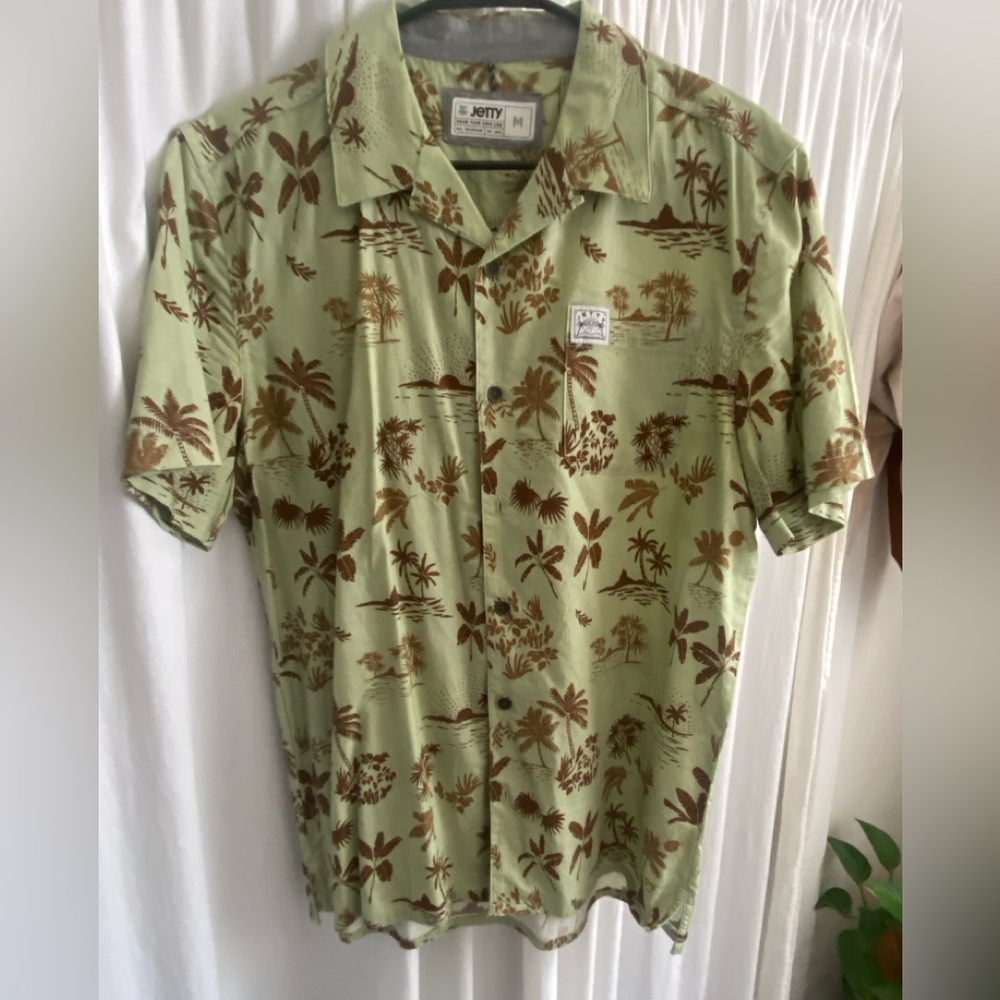 JETTY Tropical Green and Brown Men's Shirt